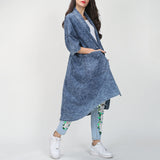 Dadizhimu 2025 New Loose Collar Five-Point Sleeve Irregularly Put The Long Fashion Temperament Denim Wind Coat