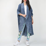 Dadizhimu 2025 New Loose Collar Five-Point Sleeve Irregularly Put The Long Fashion Temperament Denim Wind Coat