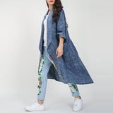Dadizhimu 2025 New Loose Collar Five-Point Sleeve Irregularly Put The Long Fashion Temperament Denim Wind Coat