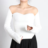 Dadizhimu Out-Sup Knitted Jersey 2025 Spring New Irregular Bottom Shirt Slim Slim Skinny Sleeves Machine Woman