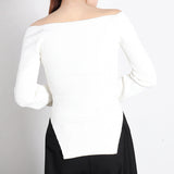 Dadizhimu Out-Sup Knitted Jersey 2025 Spring New Irregular Bottom Shirt Slim Slim Skinny Sleeves Machine Woman