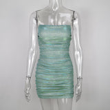 Dadizhimu Women's New Hand-Made Diamond Summer Flash Powder Repair Club Sexy Dress