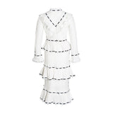 Dadizhimu 2025 Spring New Fashion Retro Heavy Industry Hooked Collared 100 Folded Cake Dress With Long Sleeves On The Side Of The Leaves