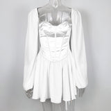Dadizhimu New Women's Lantern Sleeve OL Temperament Sexy Chiffon Dress