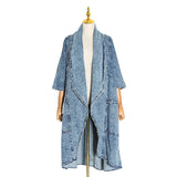 Dadizhimu 2025 New Loose Collar Five-Point Sleeve Irregularly Put The Long Fashion Temperament Denim Wind Coat