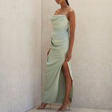 Dadizhimu Dress Dress With Silk And Satin Braided Open Fork And Knee Dress Sexy Evening Dress