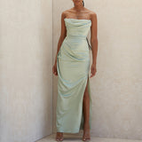 Dadizhimu Dress Dress With Silk And Satin Braided Open Fork And Knee Dress Sexy Evening Dress