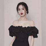 Dadizhimu Sense 2024 New Thai Trendy Brand Sexy Shoulder Slimming Dress Temperament Party Dress Dress
