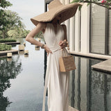 Dadizhimu Autumn Dress New French Retro Waist Temperament Showing Thin Legs Hanging Shoulder Black Conjoined Trousers Woman