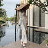Dadizhimu Autumn Dress New French Retro Waist Temperament Showing Thin Legs Hanging Shoulder Black Conjoined Trousers Woman