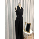 Dadizhimu Autumn Dress New French Retro Waist Temperament Showing Thin Legs Hanging Shoulder Black Conjoined Trousers Woman