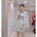 Dadizhimu New Small Fragrant Style Temperament Simple Corset Dress Acetate-Sonic Setula Suit Jacket Two Sets Of Women