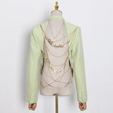 Dadizhimu Trendy Sexy Suit 2025 Summer New Fashion Temperament Metal Chain Open Back Design Suit Woman