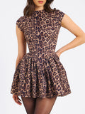 Dadizhimu Women's High-End Party Dress Sexy Leopard Thigh Dress Girl Sweet Spicy Style A Dress