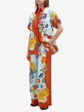 Dadizhimu Style Retro Print Two Sets Of 2025 New Short-Sleeved Shirt Top High-Waisted Leisure Broad Leg Pants Set Women