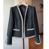 Dadizhimu Small Fragrant Wind! Heavy Industry Nails Fashion Temperament Cane Coarse Flowers Commuting OL Hair Blazer Woman