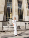 Dadizhimu Hanging Neck Thin White Dress Dress Watery Shoulder Elegant Temperament Banded Evening Dress Dress