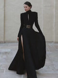 Dadizhimu Early Autumn New Half-High Collar Long Sleeves Hundred-Fold Bright Silk Dress Dress Dress Temperament Slimmed-In-A-Wear