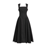 Dadizhimu Sling Dress 2025 Early Summer New Solid Color Sleeveless Fashion Temperament Splicing Lotle Leaf Side Dress