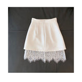 Dadizhimu New Sexy Lace Splicing Open Fork A-Word Skirt High Waist Thin Temperament Half-Dress Skirt Skirt