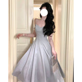 Dadizhimu Chain Ding Noodles With Dress Women's New Waist Display Lanky Dress Sweet Style Banquet Dress Dress Dress Dress