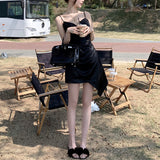 Dadizhimu Design Dating Small White Dress Imitation Acetic Acid Luster Irregular Sling Sexy Dress Skirt Short Skirt