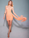 Dadizhimu With Sexy Hot Girls Deep V Irregular Ribbon Mesh Repair Hips Vacation Sling Dress Dress