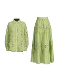 Dadizhimu Fashion High-End Set Women's Clothing 2025 Spring New Collar Hollow Shirt High Waist Half-Dress Women's Winter