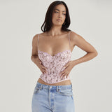 Dadizhimu Women's Fashion Hot New Lace Hot Girl Sling Vest Female Net Red Same Fish Bone Top Woman