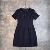 Dadizhimu Spring And Summer New Round Neck Short Sleeve Retro Drill Delicate Sufflit Dress With Waist Short Dress French Heavy Industry Dress