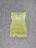Dadizhimu Water Drill Elastic Mesh Short Corset Dress Stylish Hot Party Dinner Dress