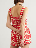 Dadizhimu Summer New Fashion Casual Small Design Printing Tie To Collect Waist Thin Sleeveless Sleeveless Jumpsuit Trousers Women