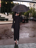 Dadizhimu Heavy Industry Drill Long Sleeve Heavy Industry Bandage Dress Autumn Winter Banquet Party Party Dress