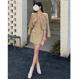 Dadizhimu Small Fragrant Fashion Temperament French Long-Sleeved Coat Vest Dress Dress Half Dress Small Fragrant Suit Woman