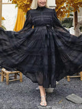 Dadizhimu Tea Rest Beautiful Dress 2025 Spring New Collar Embroidery Lace Tie To The Waist Swing Dress Dress Woman