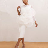 Dadizhimu High-End Oblique Shoulder Decor Flower Dress Female White Wedding Dress Long Model