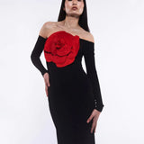 Dadizhimu Sexy Bosom Long Dress Body-Dexing Fashion Decoration Flower Opening Dress Dress Woman