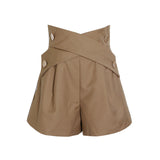 Dadizhimu New Fashion Design Sense Splicing Belt Wearing Loose High Waist Thin Casual Style Shorts Women's Clothing