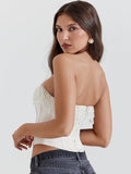 Dadizhimu Babes Wear Women's Pearl Bras Fish Bone Corset T-Ribs Corset T-Mearly Umbilly Blouse