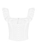 Dadizhimu Girls Pure Windy Women's New Sheaf Sided Fish Bone Corset Sling White Little Blouse Female Sexy Dress