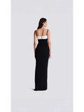 Dadizhimu Classic Elegant Long Sling Dress Dress Dress Body Dress Black And White Open Dress Dress Dress