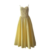 Dadizhimu Suspension Dress 2025 New Corset Thin Breastless Sleeveless Temperament In The Color Of The Long Dress Woman
