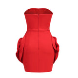 Dadizhimu High-End Women's Sexy Decorative Three-Dimensional Flower Dress Female Temperament Bare Back Tset Dress