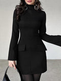Dadizhimu Women's Autumn And Winter New Sexy Dress Long-Sleeved Dress Tights Hip Skirt Skirt Short Skirt Hottie