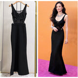 Dadizhimu Qi's Same Black Slings Hollow Body-Claming Dress Long Temperament Tight Dress