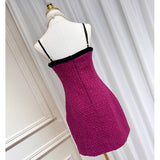 Dadizhimu Velvet Feather Cuffs Small Fragrant Short Coat Coat Bow Bow Sling Skirt Dress