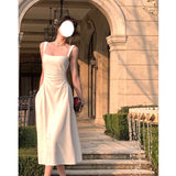 Dadizhimu Hanging Dress Women's New A-Flode French-Style Waist-Sensitive Design Temperament Dress Dress Long Dress