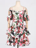 Dadizhimu Wind Slings One-Word Shoulder Dress Woman 2025 New Design-Sensitive Lotus Leaf-Side Slim Short Dress