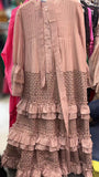Dadizhimu New Style High-End Elegant V-Necked Leaf Sleeves Hollow Design Cake Skirt Lady Dress Dress