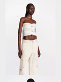Dadizhimu Striped Braided Waistcoat Girl Niche Babes Short Sleeveless Knitted Short Skirt Irregular Skirt